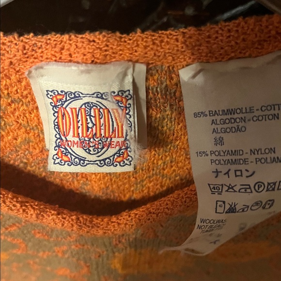 Oilily V-Neck Sweater - Orange and Brown Floral - Picture 3 of 4